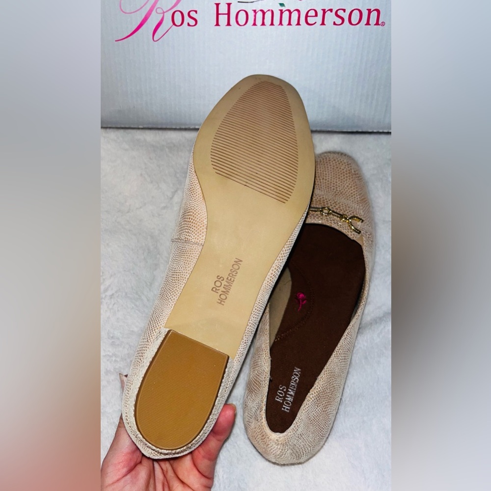 Ros Hommerson Taylor Nude Lizard Print Loafers NEW - Picture 6 of 12